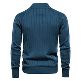 HULIANFU 2025 Men's sweater autumn men's cardigan jacket new solid color lapel jacquard sweater turtleneck casual knitted sweater
