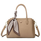 2025 Tote bag popular new silk scarf casual handbag fashionable versatile shoulder bag large capacity soft leather messenger bag