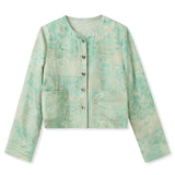 spring new national style bronzing silk top new Chinese temperament design short jacket women's N3028