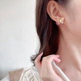 2025 Design sense sweet and fresh temperament earrings spring and summer new niche design high sense front and rear two butterfly stud earrings