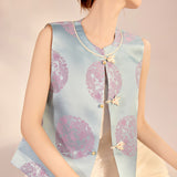 New Chinese retro heavy design rabbit buckle vest  spring national style mulberry silk vest women N3006
