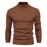HULIANFU 2025 Autumn and winter New Popular trade thickened warm sweater men's, medium collar slim men's sweater men's multi-color knitted sweater