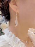 High-end versatile diamond-set geometric triangle earrings women's light luxury high-end gold-plated earrings  new trend