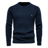 HULIANFU 2025 Popularan code New Popular trade popular autumn and winter new cotton sweater men's solid color primed plaid pullover knitted sweater men's