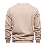 HULIANFU 2025 Autumn new long-sleeved sweater loose crew neck print splicing men's trend sports and leisure sweater
