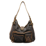 HULIANFU 2025 special for women's fashion washed leather whitened old locomotive bags multi-pocket  retro trend shoulder bags