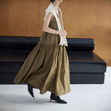 2025 retro vest skirt  spring slightly crepe paper swinging dress