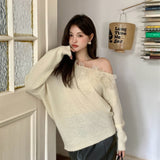 2025 popular autumn new temperament one-word collar versatile bottoming shirt long-sleeved knitted sweater women's top 25108