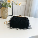HULIANFU 2025 popular new retro ins fringed pearl chain hairy bag  fairy wind crossbody hand out of the street bag tide