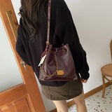 HULIANFU 2025 retro fashion bucket bag women's popular new high-end underarm bag trendy niche shoulder messenger bag