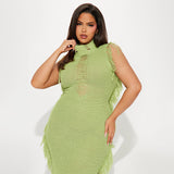 2025Popular,  popular summer new beach dress women solid color sexy knitted beach dress