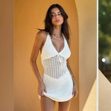 2025style women's clothing popular new sexy low-cut V-neck neck backless knitted dress