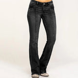 2025 2025 women's clothing denim low-rise bone-breaking horn trousers