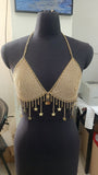 2025 120098  new vest sexy rhinestone inlaid sequins pentagram neck fringed body chain small vest