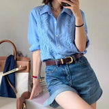 2025 25 spring and summer new heavy industry embroidery  fashion design loose shirt exquisite high-end lapel long-sleeved shirt
