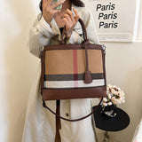 2025 New plaid canvas handbag,  retro child and mother bag, contrasting colors, versatile texture, tote bag can be crossed on one shoulder