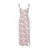 HULIANFU 2025 style  spring explosive new small floral split suspender dress  Popular trade wholesale women's clothing