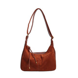 HULIANFU 2025 Large capacity women's bag popular new Maillard style matte retro high-end college student class shoulder messenger bag