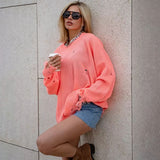 2025popular Popular, ,  New new knitted round neck loose hole medium and long sleeve sweater knitted sweater