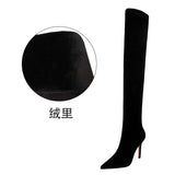 2025 315-6  fashion simple winter women's boots thin heel high heel suede sexy nightclub thin knee boots