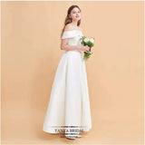 2025 Large size wedding dress fat MM100kg  new satin wedding dress travel photography light one-word shoulder go out dress thin woman
