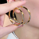 Diamond ring earrings  new trendy light luxury atmosphere exaggerated earrings ear buckles women's high-end silver needle earrings