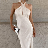 2025 Popular,  and the United States in the summer of , the new minimalist style white fishtail skirt, long dress, backless neck, sleeveless dress, women's clothing