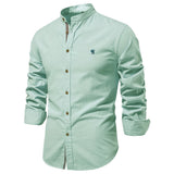 HULIANFU 2025 Spring and summer new trendy business shirt men's cotton and linen casual Japanese fashion solid color long-sleeved shirt men's beauty size
