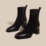 2025  Martin boots women's popular autumn new fashion versatile thick heel square head thin boots side zipper high heel short boots