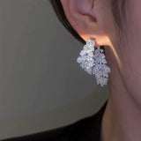 Light luxury zircon leaf earrings, women's niche high-end sense, front and rear earrings, light luxury sterling silver needle ear jewelry, new trend