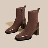 2025  Martin boots women's popular autumn new fashion versatile thick heel square head thin boots side zipper high heel short boots