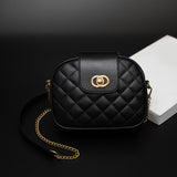 HULIANFU Three-layer zipper rhombus shoulder bag women's small bag crossbody mobile phone bag women middle-aged mother small round bag women New soft leather