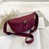 HULIANFU 2025 spring new nylon cloth casual messenger bag popular angora wine ruby red breast bag shoulder bag