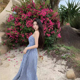 2025 high-end plaid tube top dress children's summer new a-word waist sleeveless holiday suspender dress