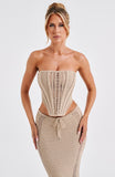 HULIANFU 2025 2025 trade spring and summer hot-selling new products, sexy trend backless tube top, hip-wrapped long skirt, knitted suit