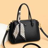 2025 Tote bag popular new silk scarf casual handbag fashionable versatile shoulder bag large capacity soft leather messenger bag