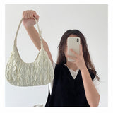 HULIANFU 2025 Cream Puff Bag Girl Cloud Bag New  Folds Niche Summer Premium Textured Underarm Bag Women