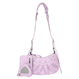 HULIANFU 2025 Korean version of the new underarm bag for women,  retro rivet locomotive bag pleated crescent child and mother, one shoulder messenger bag for women