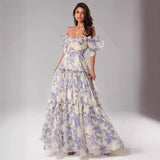 HULIANFU 2025 New new off-the-shoulder 2025 women's clothing fashion organza fairy long temperament evening dress dress