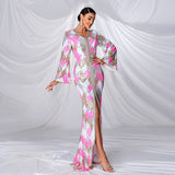 2025 Middle East Saudi Arabia Apparel Hot Trade Popular and  V-neck sequined Muslim evening dress dress women's clothing