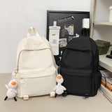 2025 Backpack Female Premium Sense Backpack Large Capacity Casual Japanese Backpack Solid Color School Season Junior and High School Student School Bag