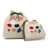 HULIANFU 2025 Spring New Picnic Friends Club Bucket Bag Women's Japanese Outdoor Leisure Embroidery Fruit Shoulder Crossbody Bag