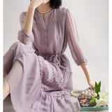 2025 Temperament super fairy silk dress heavy mulberry silk fairy dress high-end  women's clothing new long skirt summer