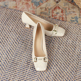 2025 6388-7  square head thick heel high heels women's 2025 new professional commuter single shoes niche design sense