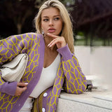 2025Popular,  popular autumn new top women, loose grid pattern collarless commuter OL temperament knitted sweater women