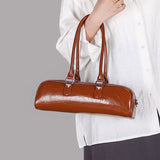 2025 Baguette bag popular new glossy versatile messenger bag simple fashion handbag large capacity casual shoulder bag