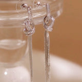 Light luxury high-end zircon winding long fringed earrings women's new trendy niche design temperament cold wind earrings