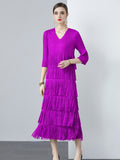 Miyake Temperament Celebrity Muse Fan Premium Sense Pleated Dress Long Large Size popular Spring/Summer Bottom Dress Autumn Dress