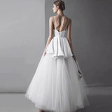 2025 small suspender light wedding dress new high-end Muse fan elegant sexy niche design luxury ruffle edge dress
