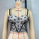 New open-navel tops, sexy fishbone bras, embroidered bows, open-navel small vests, tube tops, underwear suspenders